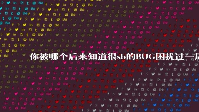你被哪个后来知道很sb的BUG困扰过一周以上吗？