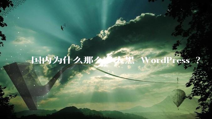 国内为什么那么多人黑 WordPress ？