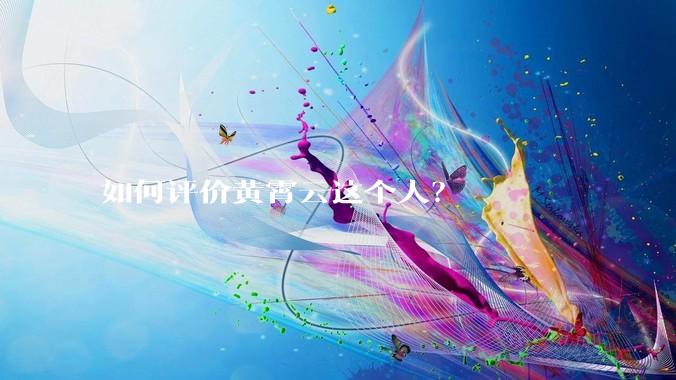 如何评价黄霄云这个人？