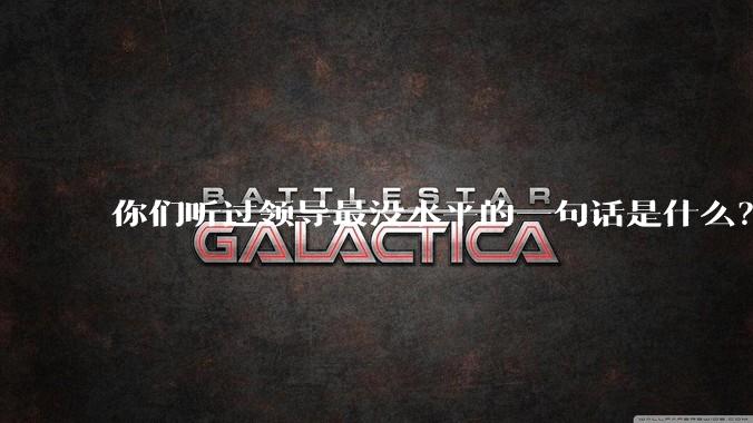 你们听过领导最没水平的一句话是什么？