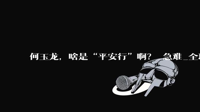 何玉龙，啥是“平安行”啊？_急难_全球_救援