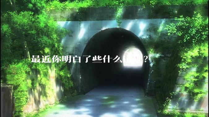 最近你明白了些什么道理？